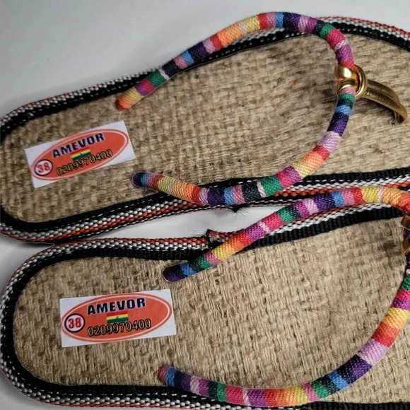 Amevor size 38 flip flap slip on multicolor  hand made women's - Picture 3 of 5